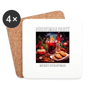 CHRISTMAS PARTY MERRY CHRISTMAS - Coasters (set of 4) - white - Front