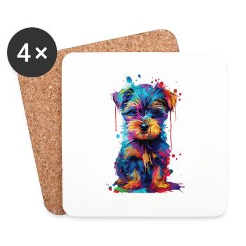 Chien - Dessous de verre (lot de 4) - blanc - Devant