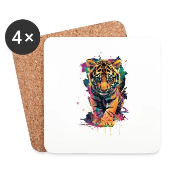 Tigre - Dessous de verre (lot de 4) - blanc - Devant