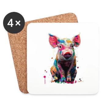 Pig - Coasters (set of 4) - white - Front