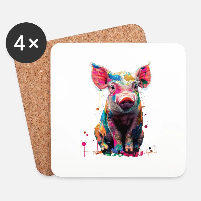 Schwein - Untersetzer (4er-Set) - Weiß