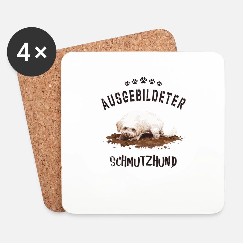 Ausgebildeter Schmutzhund Hund - Untersetzer (4er-Set) - Weiß