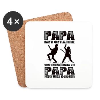 Papa Mit Gitarre Wie Ein Normaler Papa nur Cooler - Untersetzer (4er-Set) - Weiß - Vorne