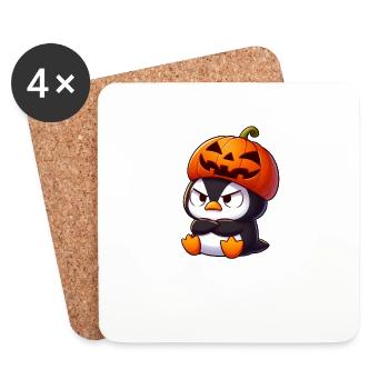 Halloween Pinguin Kürbis Hexenhut Hexe Süß Cartoon - Untersetzer (4er-Set) - Weiß - Vorne