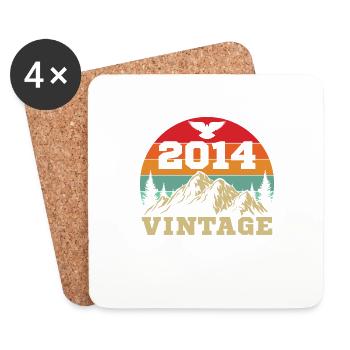 2014 Vintage Retro Geburtstagsgeschenk - Untersetzer (4er-Set) - Weiß - Vorne