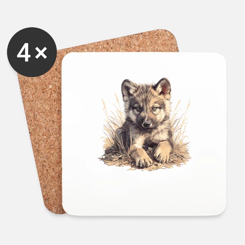 Loups Loup - Dessous de verre (lot de 4) - blanc