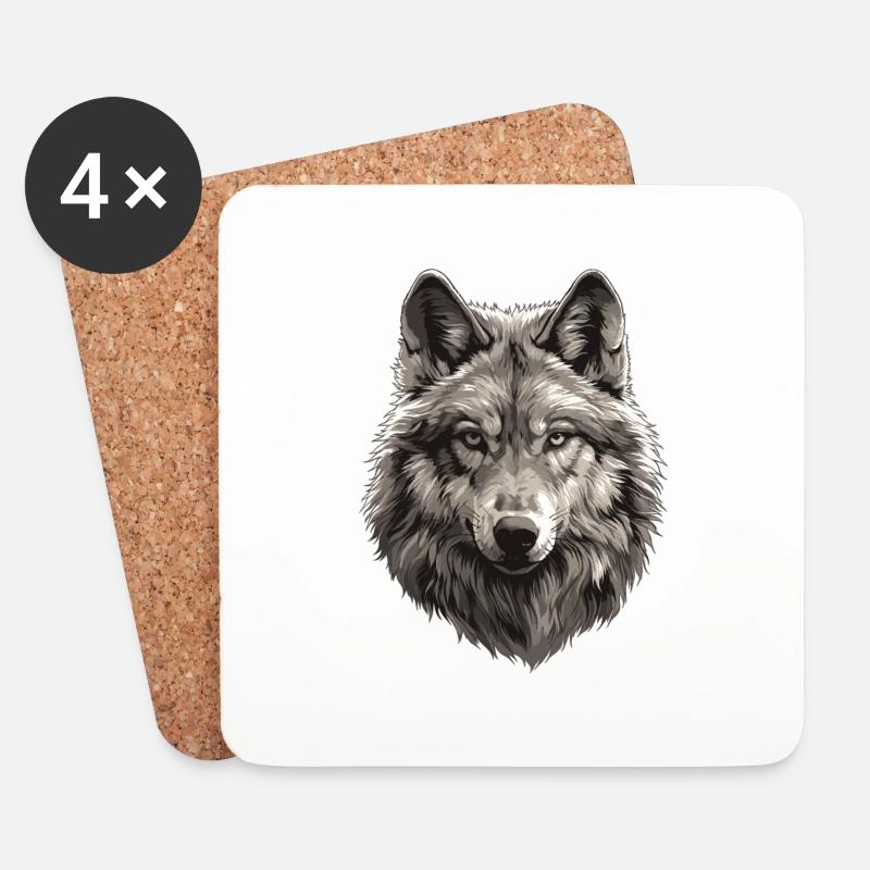 Wölfe Wolf - Untersetzer (4er-Set) - Weiß