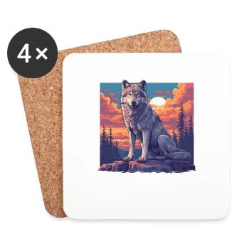 Wölfe Wolf - Untersetzer (4er-Set) - Weiß - Vorne