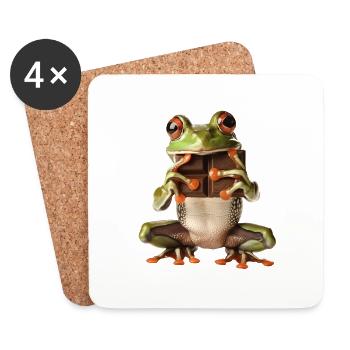 Grenouille - Dessous de verre (lot de 4) - blanc - Devant