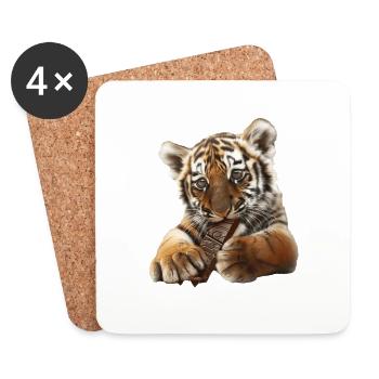 Tiger - Untersetzer (4er-Set) - Weiß - Vorne