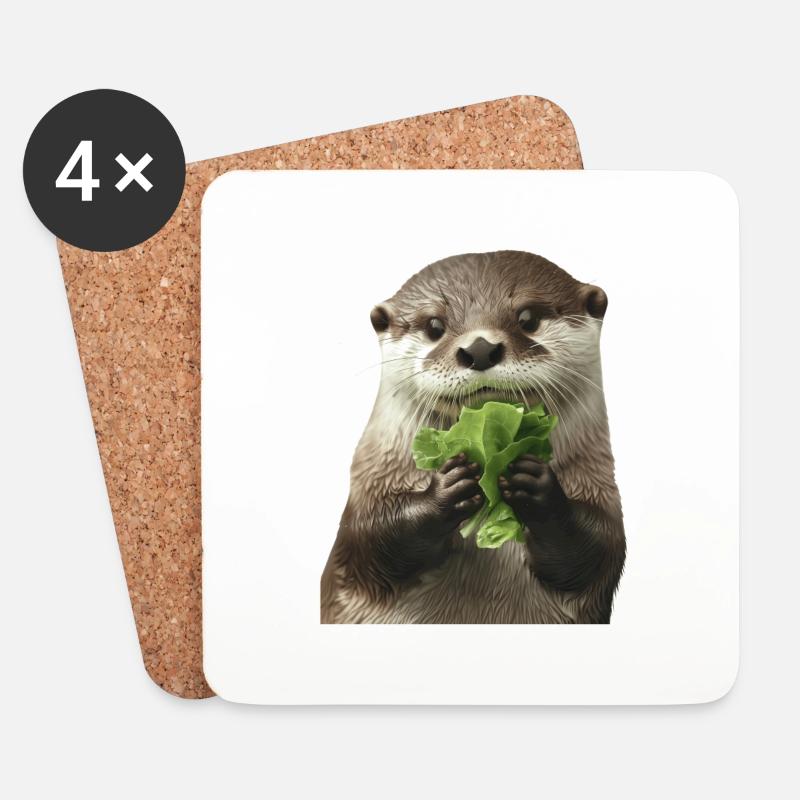 Otter - Untersetzer (4er-Set) - Weiß