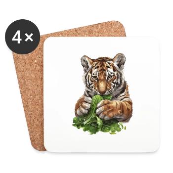 Tigre - Dessous de verre (lot de 4) - blanc - Devant