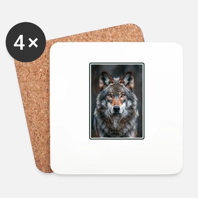 Wölfe Wolf - Untersetzer (4er-Set) - Weiß