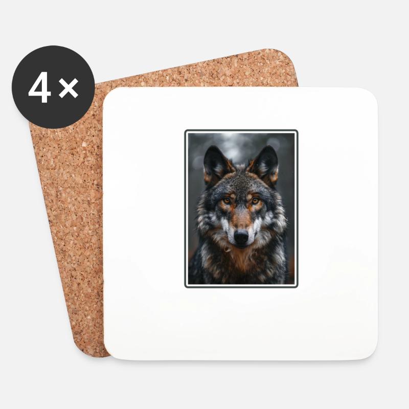 Wölfe Wolf - Untersetzer (4er-Set) - Weiß