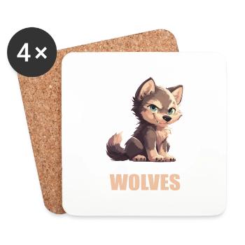 Wolves Wolf - Coasters (set of 4) - white - Front