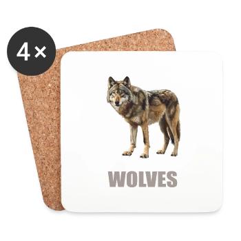 Wölfe Wolf - Untersetzer (4er-Set) - Weiß - Vorne