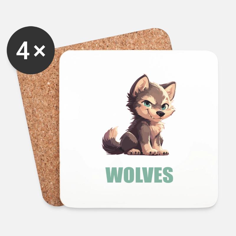 Wölfe Wolf - Untersetzer (4er-Set) - Weiß