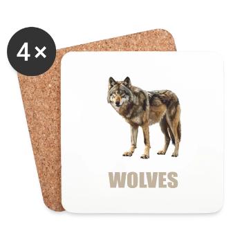 Wölfe Wolf - Untersetzer (4er-Set) - Weiß - Vorne