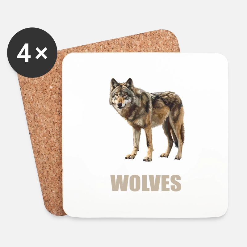 Wölfe Wolf - Untersetzer (4er-Set) - Weiß