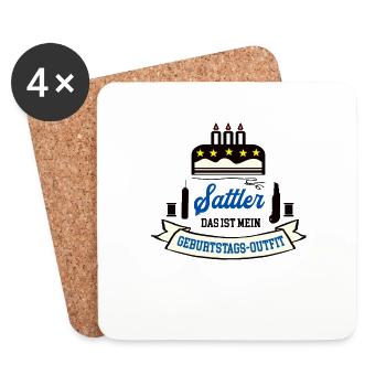 Geburtstag Sattler Sattlerei Autosattler Azubi Geb - Untersetzer (4er-Set) - Weiß - Vorne