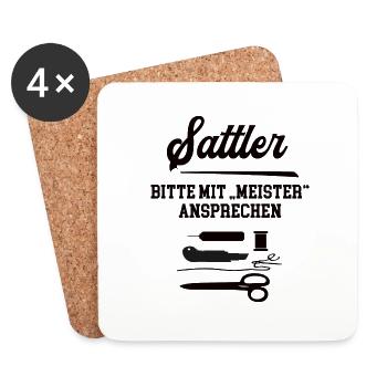 Sattler Meister Prüfung Bestanden Auto Sattlerei - Untersetzer (4er-Set) - Weiß - Vorne