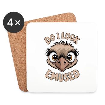 Emu Dire Australie Emus Drôle Cadeau D’émeu - Dessous de verre (lot de 4) - blanc - Devant