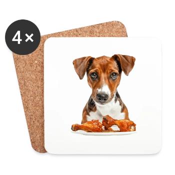 Chien - Dessous de verre (lot de 4) - blanc - Devant