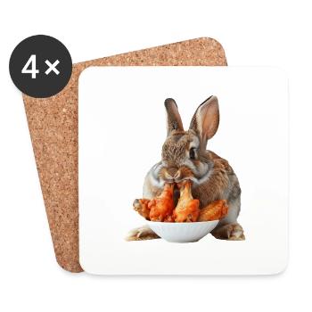 Lapin - Dessous de verre (lot de 4) - blanc - Devant
