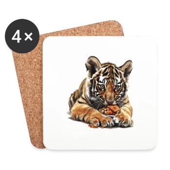 Tigre - Dessous de verre (lot de 4) - blanc - Devant