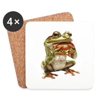 Grenouille - Dessous de verre (lot de 4) - blanc - Devant