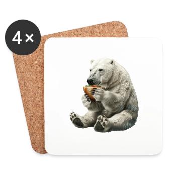 Ours blanc - Dessous de verre (lot de 4) - blanc - Devant