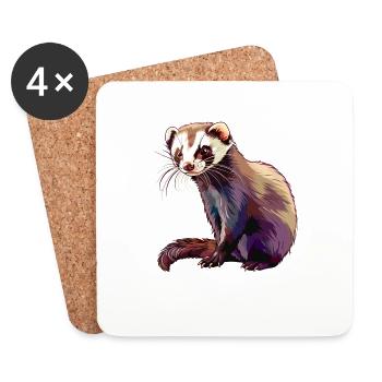 Ferret Frettchen - Untersetzer (4er-Set) - Weiß - Vorne