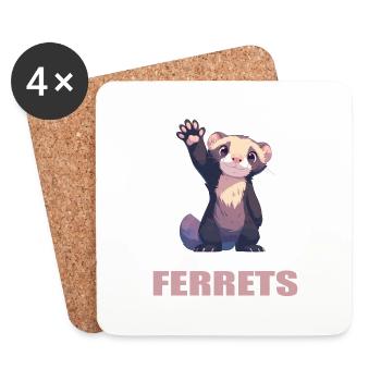 Ferret Frettchen - Coasters (set of 4) - white - Front