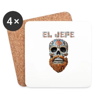 El Jefe Funny Skull Mexican - Coasters (set of 4) - white - Front