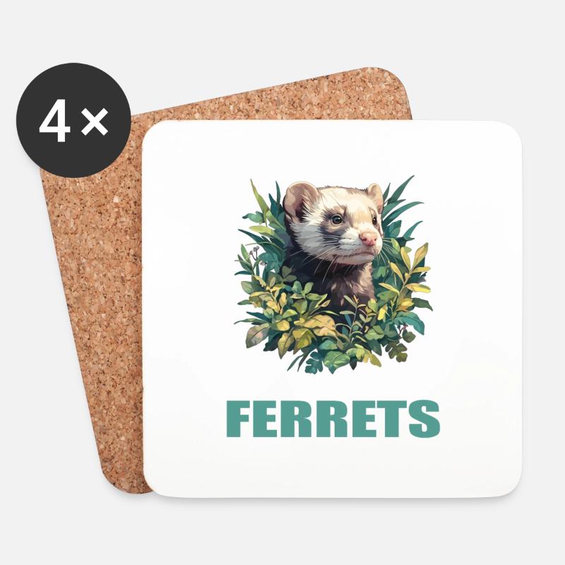 Ferret Frettchen - Untersetzer (4er-Set) - Weiß