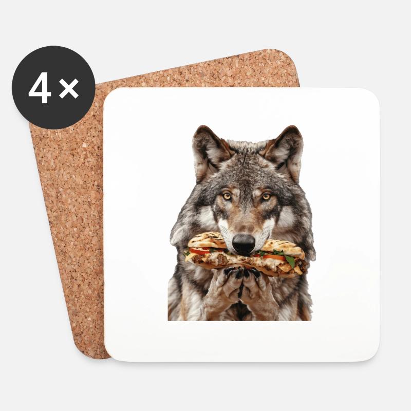 Wolf - Untersetzer (4er-Set) - Weiß