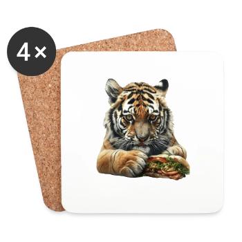 Tigre - Dessous de verre (lot de 4) - blanc - Devant
