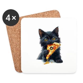 Katze - Untersetzer (4er-Set) - Weiß - Vorne