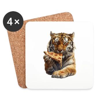 Tigre - Dessous de verre (lot de 4) - blanc - Devant
