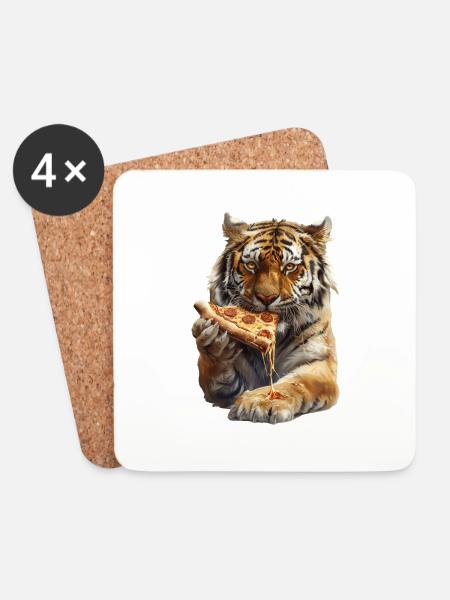 Tiger - Untersetzer (4er-Set) - Weiß