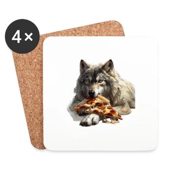 Loup - Dessous de verre (lot de 4) - blanc - Devant