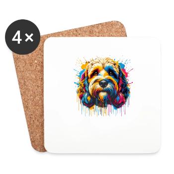 Splash Art Cockapoo Cockapoos Cockerpoo - Untersetzer (4er-Set) - Weiß - Vorne