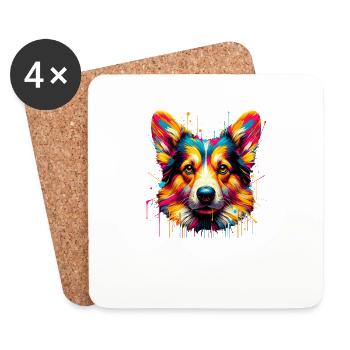 Splash Art Strickjacke Welsh Corgi Papa Corgis - Untersetzer (4er-Set) - Weiß - Vorne