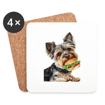 Chien - Dessous de verre (lot de 4) - blanc - Devant