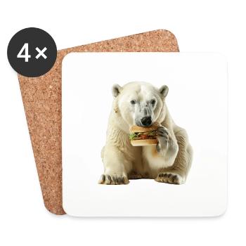 Ours blanc - Dessous de verre (lot de 4) - blanc - Devant