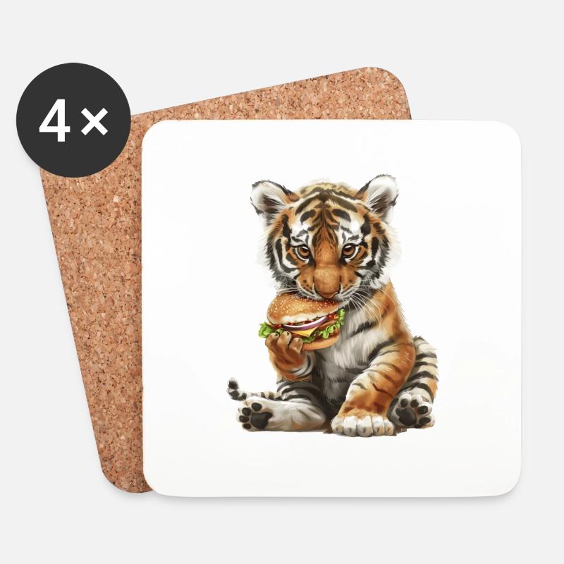 Tiger - Untersetzer (4er-Set) - Weiß
