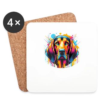 Éclaboussure colorée Art Coonhound Coon Dog - Dessous de verre (lot de 4) - blanc - Devant