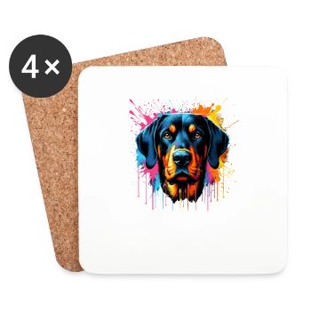 Colorful Splash Art Bavarian Mountain Scent Hound - Coasters (set of 4) - white - Front