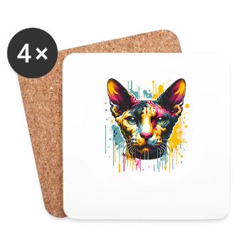 Splash Art Cornish Rex Corn Rex - Untersetzer (4er-Set) - Weiß - Vorne