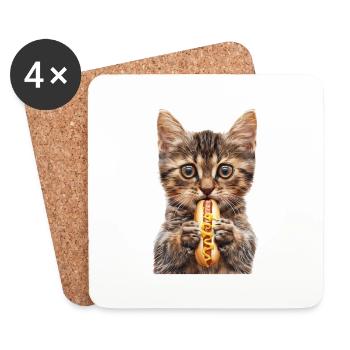 Katze - Untersetzer (4er-Set) - Weiß - Vorne